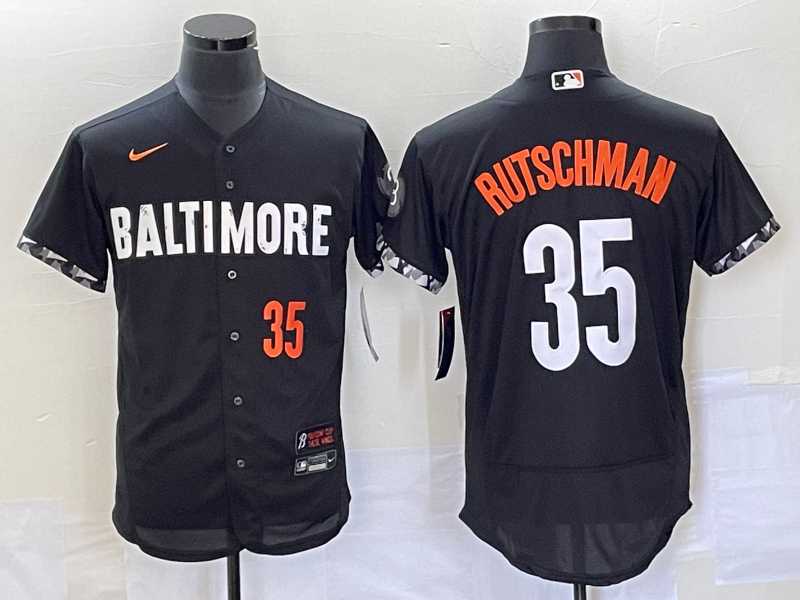 Men's Baltimore Orioles #35 Adley Rutschman Number Black 2023 City Connect Flex Base Stitched Jerseys